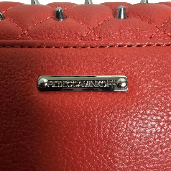 Rebecca Minkoff Red Studded Quilted Chain Adjustable Strap Crossbody Flap Bag - Picture 8 of 16